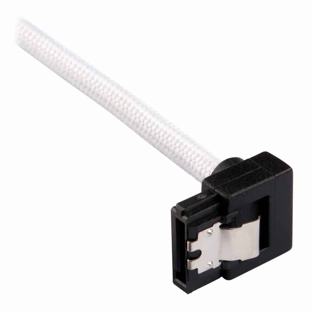 (image for) Corsair 60cm White Premium Braided Sleeved 90° SATA Data Cable